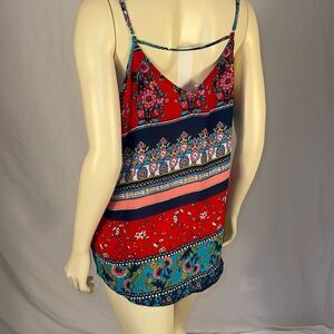 NWOT Maurice’s Floral Striped Chiffon Tank Top Size Large